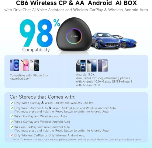 Wireless CarPlay&Android Auto Adapter with 4G LTE Magic AI Box - color: Blue