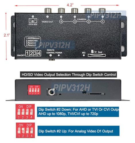 Compact 4-Channel HD/SD Multi-Viewer Split-Screen Video DVR for 1080p 720p AHD CVI TVI CVBS Cameras