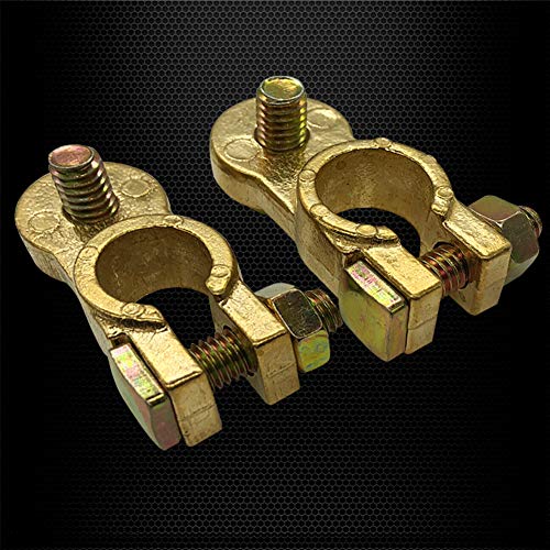 Ampper Brass Battery Terminal Clamps, Top Post Battery Terminals Connector Set for Marine Car Boat RV Vehicles (1 Pair)