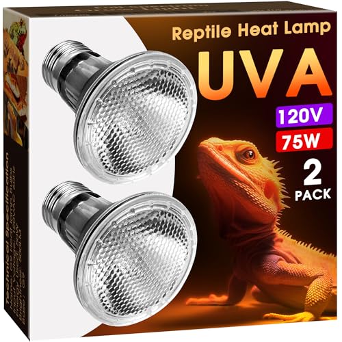 Briignite Reptile Heat Bulb [2 Pack], Reptile Light Bulbs 75W UVA UVB, Dimmable Heat Lamp Bulbs Basking Spot Light Bulb for Reptiles, Amphibian, Bearded Dragon, Lizard, Chicken - color: Cream-75w Th10
