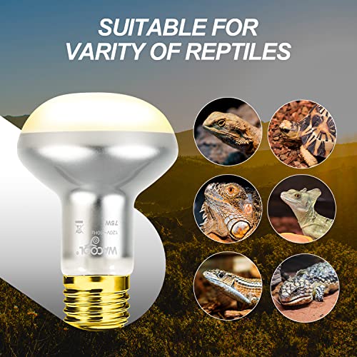 WACOOL 4 Pack Heat Lamp Bulbs for Reptiles, 75W Intense Basking Spot Lights, Simulate Daytime Sunshine Heat Bulbs, UVA Daylight - style: 75W-4pack