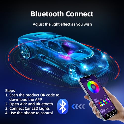 256 RGB Colors Car-Ambient-Lighting-Kit,Interior Car LED Strip Light Modes
