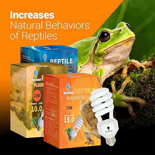2 Pack 23-Watt Reptile Bulb Desert UVA UVB Light - 10.0 UVB Reptile Light - Compact Florescent Terrarium Bulb Suitable for Desert Reptiles Lizards Bearded Dragons Tortoises CFL UVB Bulb (23 Watt 10.0) - style: UVB 10.0 - 23W