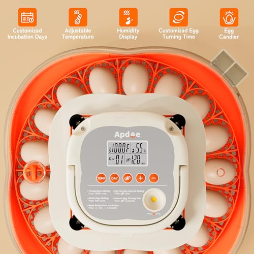 APDOE Egg Incubators for Hatching Eggs, Temperature and Humidity Control, Automatic Egg Turning, Egg Candler, External Water Bottle, Air Vent, for Chicken, Duck & Quail Eggs, 25 Eggs - size: 25 Eggs