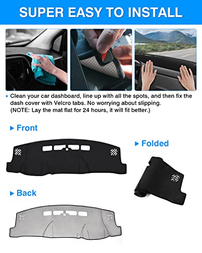 Autorder Dashboard Cover Mat for 2014-2018 Chevy Chevrolet Silverado/GMC Sierra 1500, 2015-2019 Silverado/GMC Sierra 2500HD 3500HD Accessories Dash Cover Flannel Sunshade Glare UV Rays Protector - size: Black 14-18 Silverado
