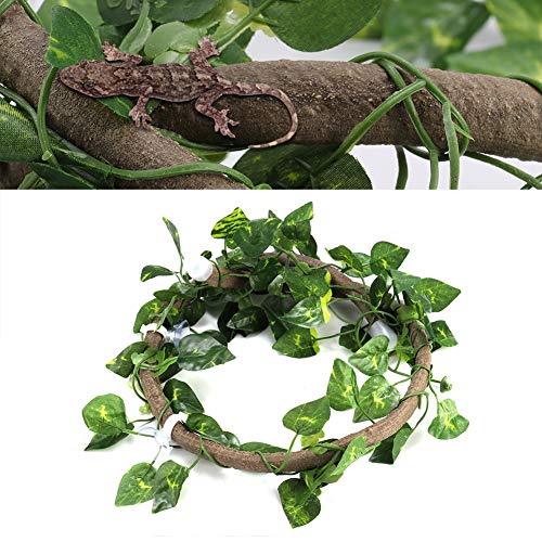 AYNEFY Flexible Vine Branch Jungle Rattan Long Vine Decoration Rattan Decoration Lifelike for Reptiles Pet Reptile Climbing Rattan Artificial Reptile - size: Rattan + folhas verdes de rabanete