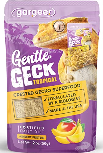 Gargeer 2oz Complete Crested Gecko Food Diet. Premium Mix, Ready to Use Freshly Made Powder. Unique Formula, Developed & Made in the USA. Enjoy! (Tropical + Insects Protein) - size: 2 Ounce (Pack of 1)