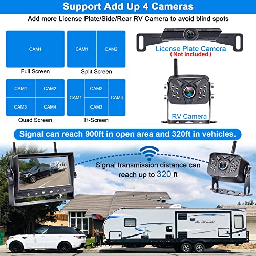 HD 1080P 7 inch RV Wireless Backup Camera: 15-Min Easy to Install - size: 7'' + RV Camera for RV