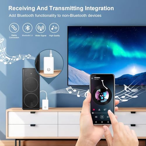 Bluetooth 5.3 Aux Adapter for Car, Bluetooth Transmitter for TV - color: white