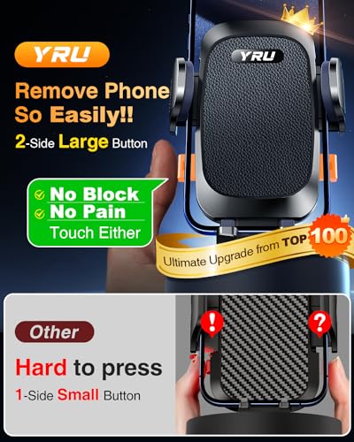 YRU True Military-Grade 360°Rotation Suction 2026 Ultimate Car Phone Holder - color: Matt Black