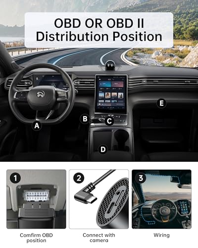 OBD OBD2 Power Cable for Dash Camera, OBDII to USB C Adapter Hardwire Kit 24 Hours Surveillance with Low Voltage Protection(11.6V Auto-Cutoff) for Dashcam, GPS, Radar, 12-36V to 5V/3A (3.5m/11.5ft)