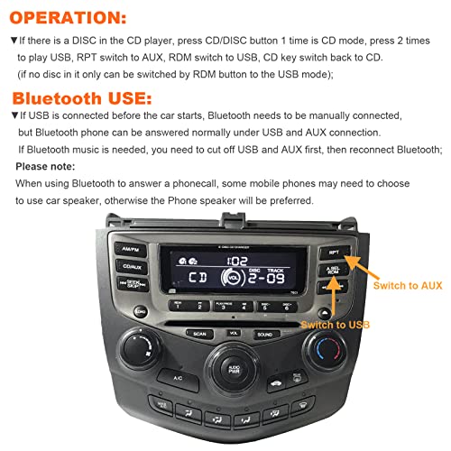 Bluetooth Car Kit with Handsfree USB AUX Input for Honda OEM Radio