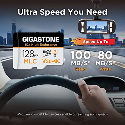 [10x High Endurance] Gigastone Industrial MLC Memory Card 128GB for Surveillance Camera, Dashcam, 4K Video, Speed 100MB/s, U3 V30 [5 Years Free Data Recovery] - color: 128 GB
