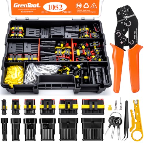 1052PCS Waterproof Electrical Connectors Kit with Crimper Tool