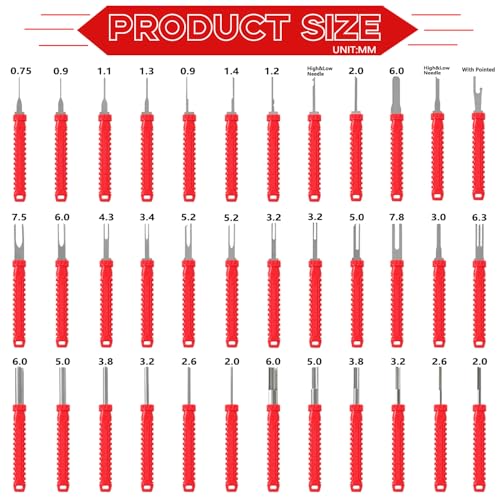 48 Pcs Terminal Removal Tools with Leather Case, Depinning Tool Kit - color: Red
