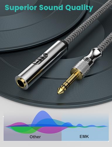 EMK 1/4" to 3.5mm Extension Cord for Headphone Guitar Amp 5Ft - size: 5 Feet, style: 1/4 inch Extension Cable