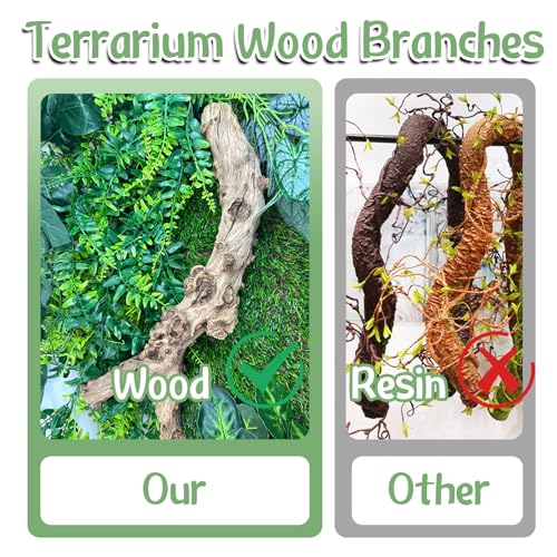 Reptile Cork Bark with Reptile Climbing Decor Thick Wood Branches Snake Habitat Decorations Terrarium Wooden Tree Trunk Ornament