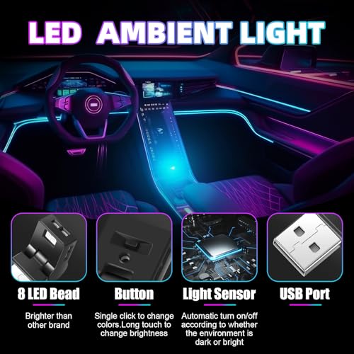 Frienda 4 Pcs Mini USB Light Car LED Interior Light, USB-A - style: USB-A