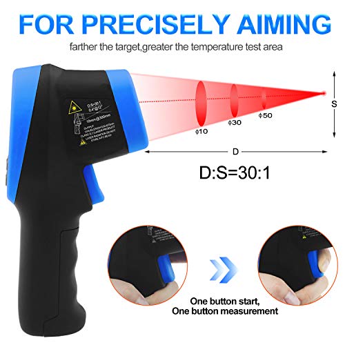 High Temp Thermometer Pyrometer -58℉- 2732℉,Dual Laser Industrial Pyrometer 30:1 Non Contact Digital Thermometer Gun with Large LCD Color Display Blacklight and Flashlight, Adjustable Emissivity - color: Colorful LCD AP-1500C