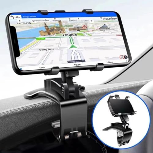 Car Phone Holder with Dashboard Phone Mount, Vertical & Horizontal Dashboard Mount for Clear Navigation, Universal Hands-Free Smartphone Stand for Commute Driving