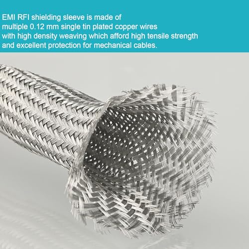 Tinned Copper Braided Cable Shielding Sleeve Metal Wire Loom Sheathing EMI RFI ESD Protector Grounding Mesh Flat Tubular Expandable 1/4" W(0.16" ID)-30FT - size: 1/4"W(0.16"ID)-30FT