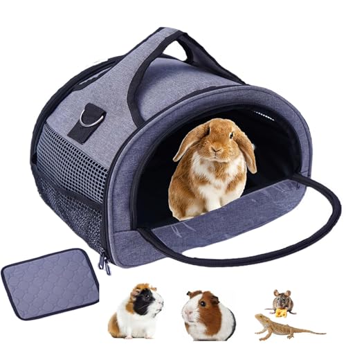 Rabbit Carrier, Small Pet Carriers for Guinea Pig Hamster Bird Bunny Bearded Dragon Kitty, Animal Bag with Stable Handle and Waterproof Pad, Easy Travel and Vet Visit-Small - size: Small