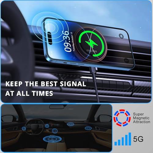 OHLPRO for MagSafe Car Mount Charger iPhone Wireless Car Charger, Red - color: Red