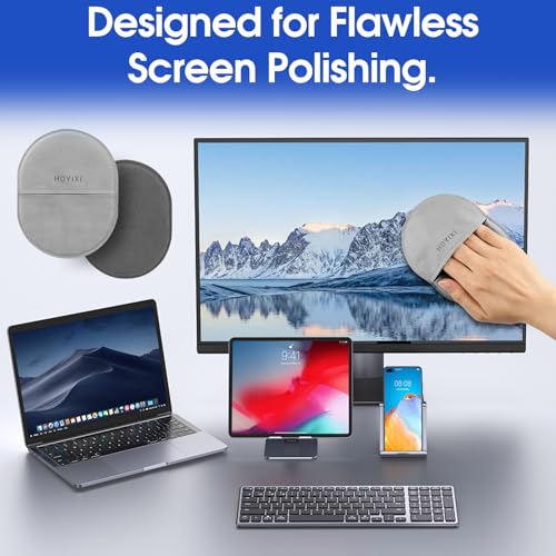 HoYiXi Microfiber Screen Cleaning Cloth for Laptops, Computer, Tablets, TV, Cellphone, Camera,Kindle eReaders,iPad, iPhone, Mac Book, Car Screen,Monitors,Smartscreen,Premium Polishing Cloth,Grey - color: Grey