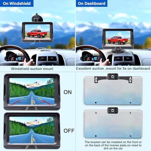 HD 1080P Wireless Backup Camera for Truck: 5 Inch Clear Day & Night Vision - size: 5'' + License Plate Camera for Truck