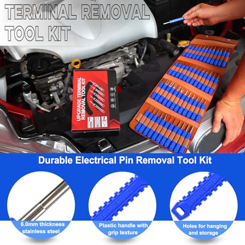 48 Pcs Terminal Removal Tools with Leather Case, Depinning Tool Kit - color: Blue
