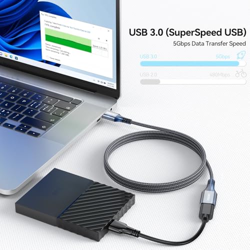 USB Extension Cable 3ft Pack of 2, USB-A 3.0 5Gbps Data Transfer 15W Charge