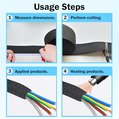 Heat Shrink Wire Loom, 20FT-1/4 Inch 2:1 Nylon Fabric Tubing - size: 1/4''×20ft