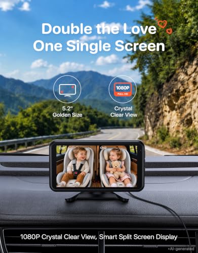 LUCKVIEW BM2PRO Dual Car Camera Baby Monitor for 2 Kids - color: Orange