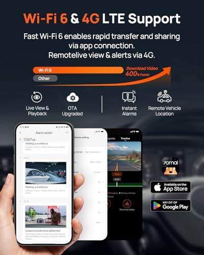 70mai 4K Dash Cam Front and Rear, 4K+1080P Dual STARVIS 2 Car Dash Camera for Cars, 4G LTE Remote Access, AI Motion Detection, WiFi 6, 5 GPS, 24H Parking Mode, HDR Night Vision, Voice Control, ADAS