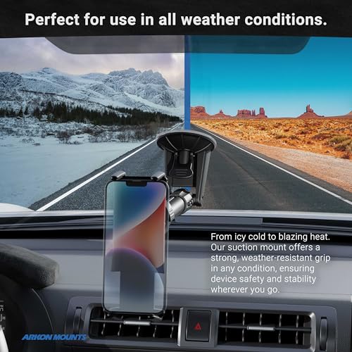 ARKON Mounts - Phone Mount for Car | Car Phone Holder With Windshield Suction | Secure spring holder expands up to 7.25 inches | For iPhone, Samsung, Google, Huawei, Nokia, other Smartphones