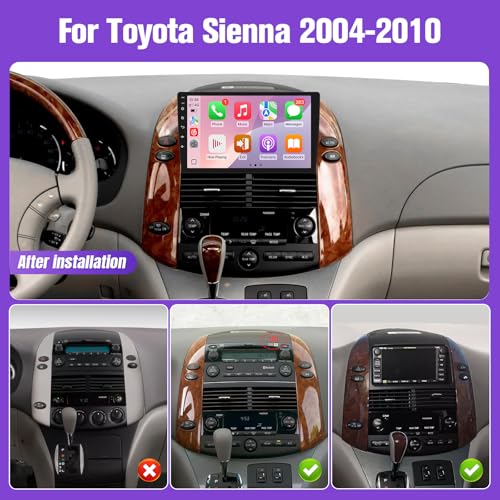 Leadfan Car Stereo for (JBL Version) Toyota Sienna 2004 2005 2006 2007 2008 2009 2010, 9 Inch Screen for Sienna, with Carplay Android Auto GPS FM Backup Camera 2G+32G