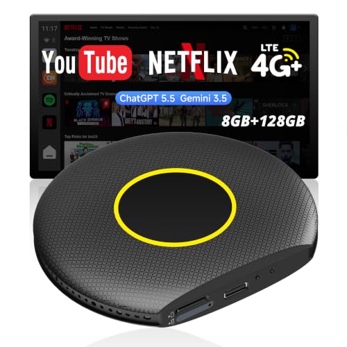 Wireless CarPlay&Android Auto Adapter Magic AI Box with 4G LTE - color: Yellow