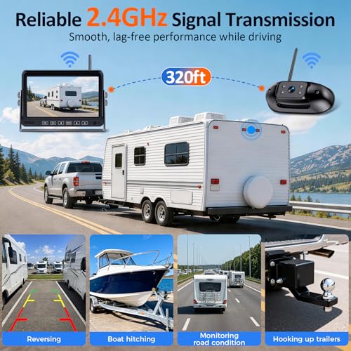 HD 1080P RV Backup Camera Wireless Easy Install: Plug-Play 7'' DVR Monitor - size: 7"+RV Camera for Furrion