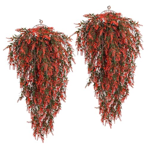 RECUTMS 4 Pcs Artificial Fall Lavender Hanging Plants 30.3 Inch, Fake Fall Baskets UV Resistant Plastic Greenery for Outdoor Home Room Farmhouse Front Porch Wedding Party Thanksgiving Day Indoor Decor | Fake Fall Baskets, UV Resistant Plastic Greenery, Ou