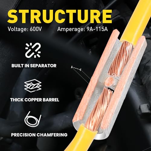 haisstronica 10PCS Non-Insulated Butt Connectors AWG 4 Tinned Copper - size: 4 AWG