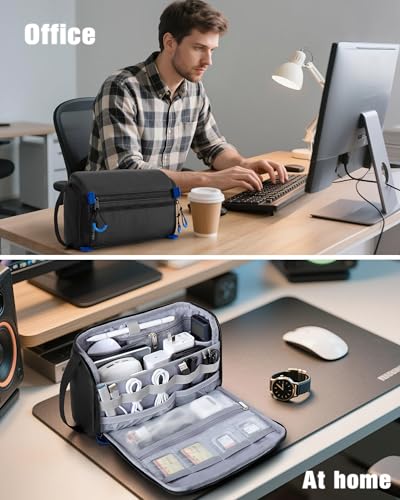 Smasrob Electronics Organizer Travel Case, Tech Bag Charger Pouch, Black - color: Black