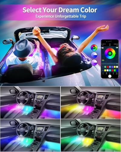 RGB-IC Car Interior Lights, 48 LED USB Under Dash Ambient Light Strips - color: APP RGBIC 48 Lights