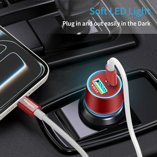 67.5W Red Car Charger USB C Super Fast Charging for iPhone 17 Pro/Android - color: Red, size: 3.3 ft