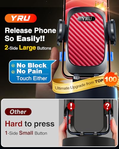 YRU True Military-Grade 360°Rotation Suction 2026 Ultimate Car Phone Holder - color: Red