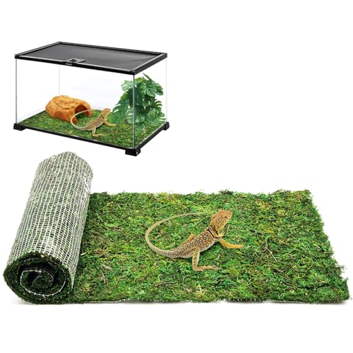 kathson Reptile Carpet, Natural Moss Mat for Terrarium, Bearded Dragon Tank Flooring Green Substrate Liner for Leopard Gecko Hermit Crab Lizard Tortoise (39.37" X 11.81")