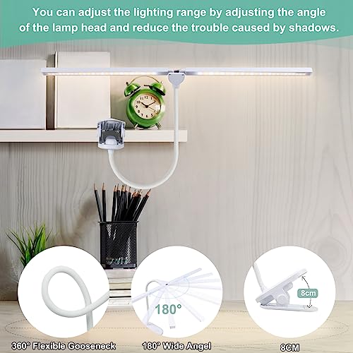 LED Reading Light with Clip, Desk Lamp 48 LEDs 2600mAh Battery USB Rechargeable Book Lights Stepless Adjustable Brightness Eye Protection Flexible Table Lamps for Bed Headboard, Home, Office - color: White