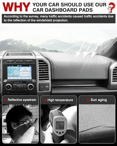 Autorder Dashboard Cover Mat for 2018-2021 Ford Expedition Accessories Dash Cover Flannel Dash Mat Sunshade Glare UV Rays Protector - size: Black 18-21 Expedition