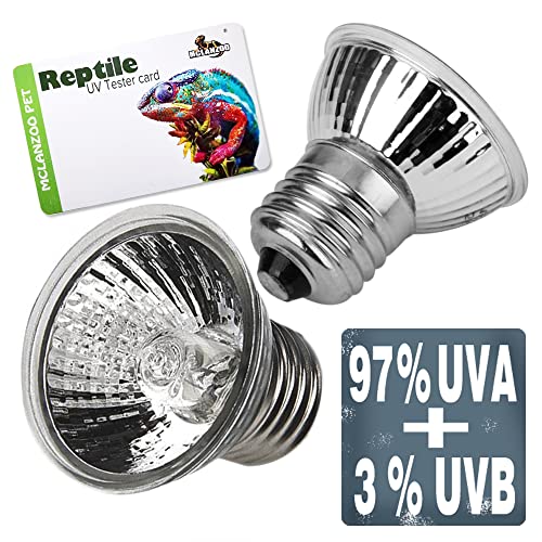 UVA UVB Reptile Light Bulbs 4 Pack 50W,Basking Light Heat Lamp for Reptiles and Amphibian Tank Terrariums Cage for Turtle,Bearded Dragon, Works with Various Lamp Fixtures Come with UV Test Card
