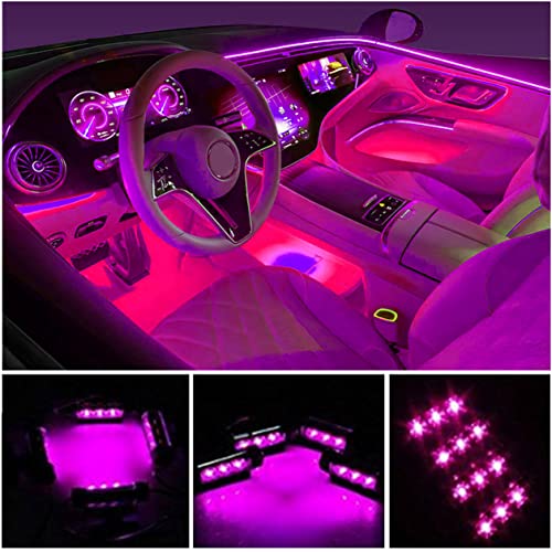 4PCS 48 LED Car Interior Lights, Pink Under Dash Light Kit - color: Pink 48 Lights