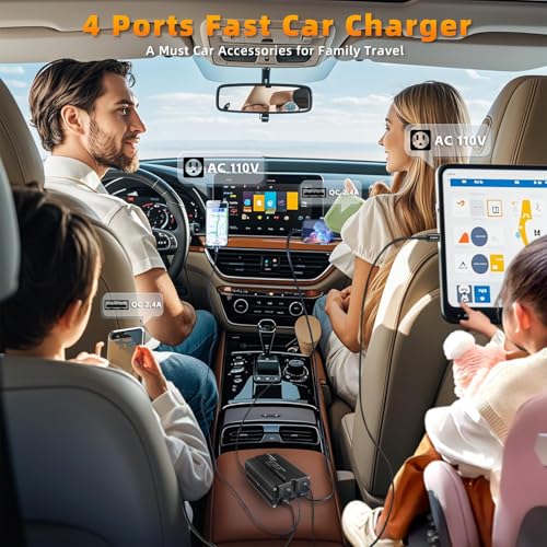 LVYUAN 500W Power Inverter for Vehicles DC 12V to 110V AC Car Plug Adapter Outlet Converter with PD 20W with USB Fast Charging Ports and 2 AC Outlets Car Charger Adapter